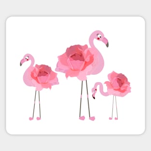 Flamingo with pink hand drawn roses Sticker